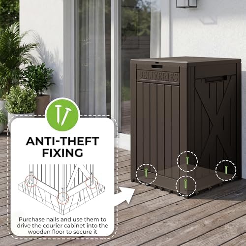 Greesum 52 Gallon Deck Box, Waterproof Storage Container, Dark Brown - Image 5