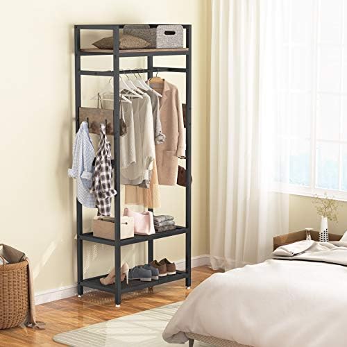 Tribesigns Small Heavy Duty Clothes Rack Set of 10 with Shelf and Hanging Rod, Freestanding Closet Organizer, Industrial Hall Tree Garments Rack for Small Space,Bedroom,27'' W X 69'' H, 10 pcs - Image 3