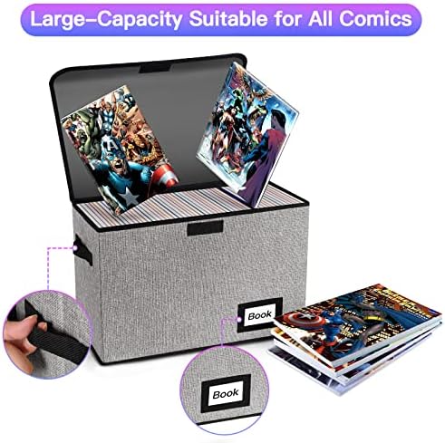 10 Pack Comic Book Storage Box 15.8" X 7.8" X 11.8", Collapsible Holds 160-180 Comic Book Organizer Heavy Duty Bin Container Holder Shelf - Image 4
