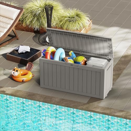 Mars Villa Deck Box, Outdoor Storage Box Waterproof, 72 Gallon, Grey - Image 3
