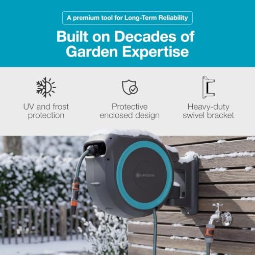 GARDENA Retractable Garden Hose Reel - 115 Feet - Auto Retract Hose Reel with 180° Swivel Wall Mount - Heavy Duty - Integrated Spray Nozzle - 18630 - Image 5
