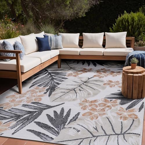 Luul Home Floral Indoor Outdoor Rugs 8x10 Large Area Rug for Living Room, Patio Decor, Kitchen, and Entryway Rug, Washable Stain Resistant Outside Carpet Yellow 8 x 10 - Image 6