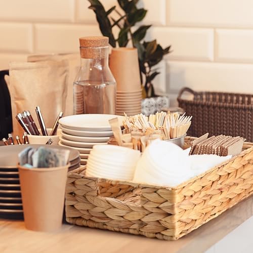 Reallnaive Set of 6 Water Hyacinth Pantry Storage Baskets Wicker Storage Baskets Woven Organizers with Chalkboard Label for Organizing Shelves, Bedroom, Living Room (Large, Medium, and Small) - Image 5