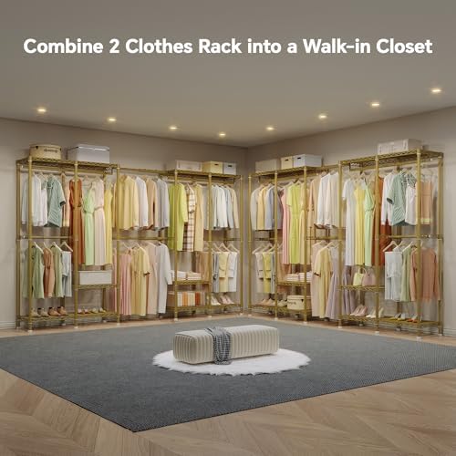 Higeego H5 Pro Heavy Duty Clothes Rack, Freestanding Clothing Rack, Gold - Image 3