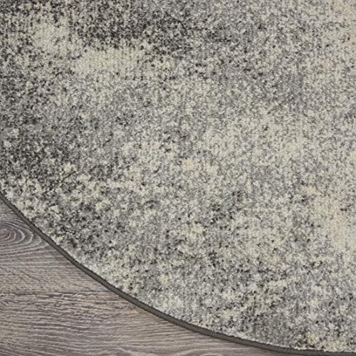 Nourison Home Passion Charcoal/Ivory 5'3'' x Round Area-Rug, Modern, Abstract, Easy-Cleaning, Non Shedding, Bed Room, Living Room, Dining Room, Kitchen, (5' Round) - Image 6