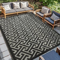 Waterproof Outdoor Rug 9x12 ft, Reversible Plastic Straw Rug, Easy to Clean Patio Rug, Portable Carpet for Patio, RV, Deck, Balcony, Backyard, Picnic, Beach, I-Shaped, Black by PASAMIC