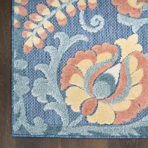 Nourison Home Aloha Blue Rose 3'6" x 5'6" Area Rug - Easy Clean, Non Shedding, Bed Room, Living Room, Dining Room, Kitchen (4' x 6') - Image 7