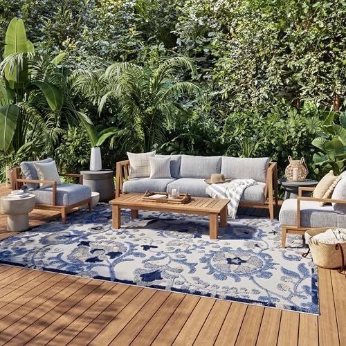 Nourison Home Aloha Blue Grey 7'10" x 10'6" Area Rug - Easy Clean, Non Shedding, Bed Room, Living Room, Dining Room, Kitchen (8' x 11') by NourisonHome