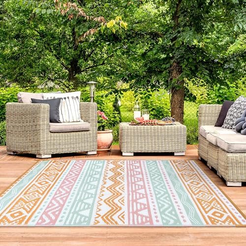 Lahome Outdoor Rug Waterproof, 5x8ft Reversible Outdoor Plastic Straw Rug - Image 6