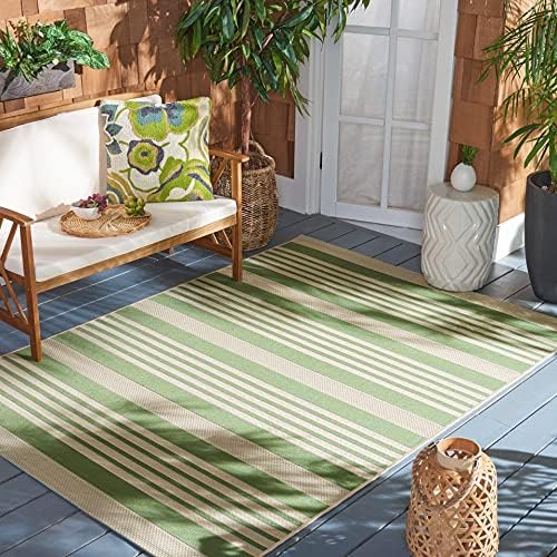SAFAVIEH Courtyard Outdoor Square Rug 7'10", Green & Beige CY6062-244 by Unknown