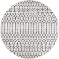 Eyely Moroccan Woven Round Rug 6 Ft Cream/Black, Indoor Outdoor Rug by eyely