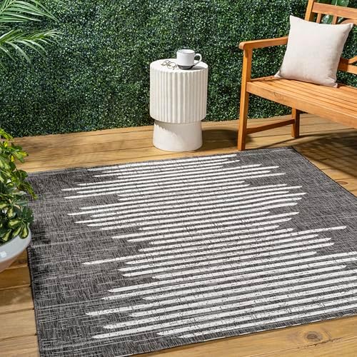 JONATHAN Y Stripe Geometric Indoor Outdoor Square Area Rug 3X3 Black/Ivory, Zolak Berber for Backyard, Patio, Porch, Easy-Cleaning, High Traffic, Pet-Friendly, Non-Shedding (SMB124E-3SQ) - Image 3