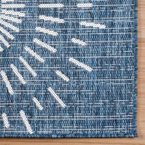 Gertmenian Indoor/Outdoor Flatweave Area Rug - 9x13 Extra Large, Stain & UV Resistant, Ideal for High Traffic Areas in Deck, Patio, Mudroom - Geometric, Navy, 32468 - Image 4