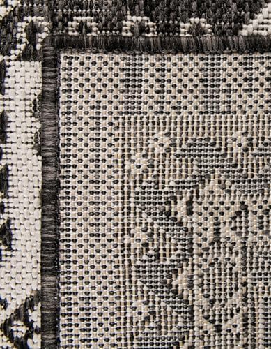 Rugs.com Outdoor Aztec Collection Rug – 8x10 Charcoal Gray Flatweave-Pile Rug Perfect for Living Rooms, Large Dining Rooms, Open Floorplans - Image 6