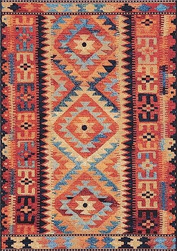 Unique Loom Outdoor Tribal Collection Area Rug - Tortuguero (4' x 6' Rectangle, Multi/ Blue) - Image 3