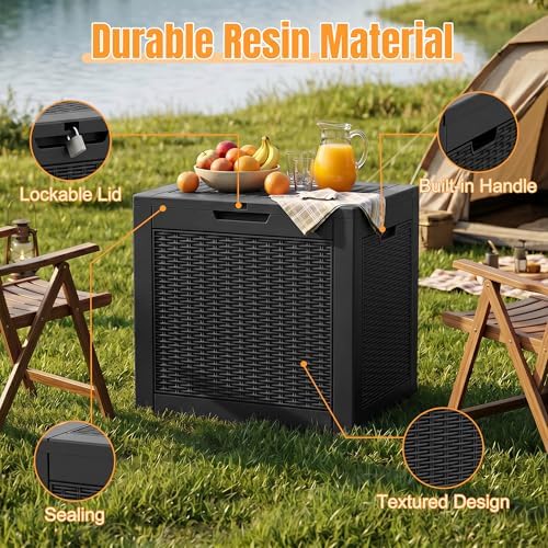 Outdoor Storage Box,42 Gallon Waterproof Resin Patio Deck Box - Image 3