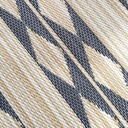 Fab Habitat Striped Non Slip Doormat - Durable, Thin - Recycled Plastic - Entryway, Front Door, Porch, Patio - Cairo - Natural & Black (24" x 36" Non-Slip) - Image 5