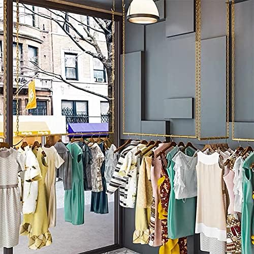 2 Pcs Height Adjustable Metal Chain Clothing Hanging Racks,Creative Commercial Wedding Dress Display Shelf,Retail Store Garment Rack,Ceiling Mount Clothes Storage Rod (Gold, 47.2" L) - Image 5