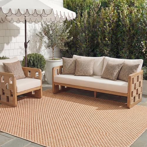 SAFAVIEH Washable Rug Outdoor Courtyard Collection - 8' x 10', Natural & Cream, Non-Shedding & Easy Cleaning, Ideal for Patio, Backyard, Mudroom, DIning Space (CY8521-03012) by Unknown