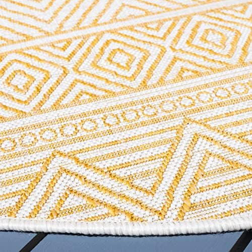 SAFAVIEH Washable Rug Outdoor Courtyard Collection - 6'7" Round, Beige & Gold, Non-Shedding & Easy Cleaning, Ideal for Patio, Backyard, Mudroom (CY8196-56012) - Image 3