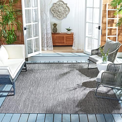 SAFAVIEH Courtyard Outdoor Square Rug 6'7", Black & Beige CY8521-36621 by Unknown