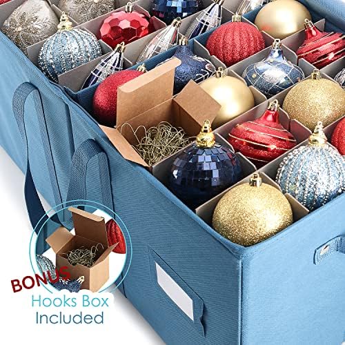 Hearth & Harbor Large Christmas Ornament Storage Box With Adjustable Dividers - Ornament Storage Container For 128 Holiday Ornaments or Decorations - Image 5