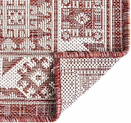 Rugs.com Outdoor Aztec Collection Rug – 6' x 9' Rust Red Flatweave Rug Perfect for Living Rooms, Large Dining Rooms, Open Floorplans - Image 7