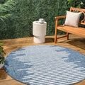 JONATHAN Y Stripe Geometric Indoor Outdoor Round Area Rug 5 Ft Blue/Ivory, Zolak Berber for Backyard, Patio, Porch, Easy-Cleaning, High Traffic, Pet-Friendly, Non-Shedding (SMB124C-5R) by JONATHANY