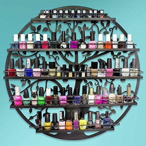 Sorbus Nail Polish Wall Rack, 5-Tier Metal Display, Wall Mounted (Black) - Image 4