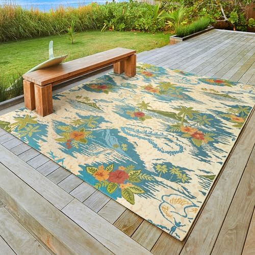 Gertmenian Premium Printed Indoor Outdoor Rugs by Reyn Spooner - 5x7 Standard, Soft, Durable, & Washable Tropical Rugs for Deck, Patio or Living Room - Pacific Paradise, Multi, 46762 - Image 2