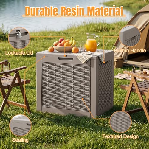 Outdoor Storage Box, 42 Gallon Waterproof Resin Patio Deck Box - Image 3