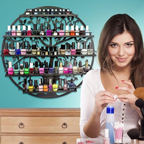 Sorbus Nail Polish Wall Rack, 5-Tier Metal Display, Wall Mounted (Black) - Image 2