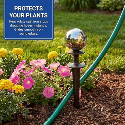 Lulu Decor, Garden Silver Gazing Ball Hose Guide, Set of 2 Strong and Decorative Hose Guide that Protects Your Plants While Providing Elegance to Your Garden - Image 5