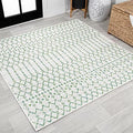 Eyely Moroccan Woven Square Rug 5X5 Green/Ivory, Indoor Outdoor Rug by eyely