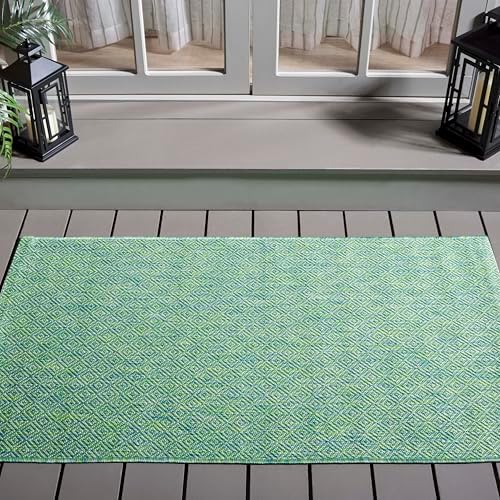 SAFAVIEH Courtyard Outdoor Area Rug 4'x5'7", Green & Blue CY8521-55722 by Unknown