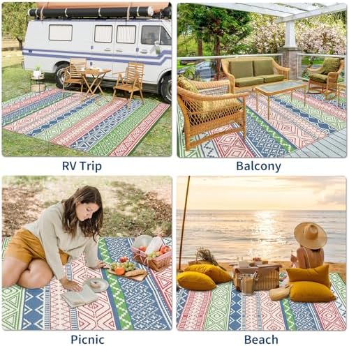 GAOMON Outdoor Rug 9x12 ft Waterproof Reversible Patio Rug - Image 7