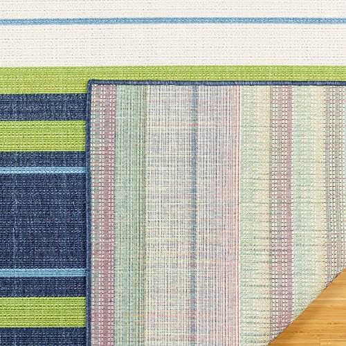 Gertmenian Premium Indoor/Outdoor Loop Area Rug - 6x9 Medium, Durable, Easy-Cleaning & Non-Shedding, Ideal for High Traffic Areas in Deck Patio or Mudroom - Stripes, Navy Blue, 19487 - Image 4