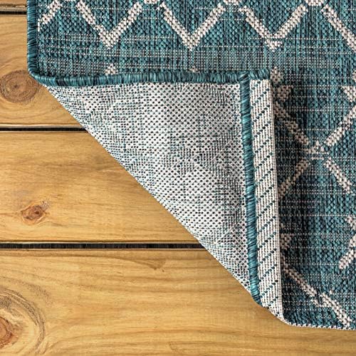 Eyely Moroccan Textured Weave Area Rug 6X9 Teal/Gray, Indoor Outdoor Rug - Image 3