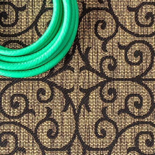 Eyely Filigree Weave Square Rug 3X3 Black/Khaki, Indoor Outdoor Rug - Image 5