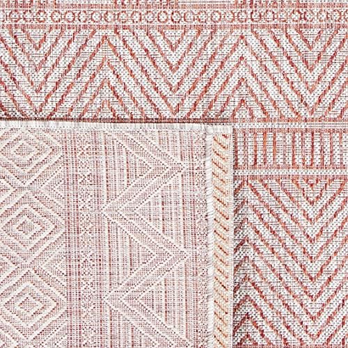 SAFAVIEH Courtyard Collection 8' x 10' Beige / Rust CY8196 Indoor/ Outdoor Waterproof Easy Cleaning Patio Backyard Mudroom Area Rug - Image 5
