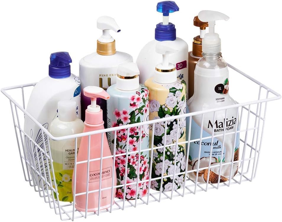 SANNO Freezer Baskets Wire Storage Baskets Bin Organizer Food, Kitchen, Basket Organizers Bins for Home, Bathroom, Closet Organization, White, 8 - Image 5