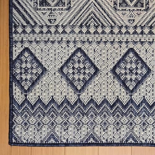 Gertmenian Indoor Outdoor Bohemian Area Rug - 8x10 Large, Fade Resistant, Ideal for High Traffic in Living Room, Bedroom, Patio - Moroccan, Blue, 27103 - Image 4