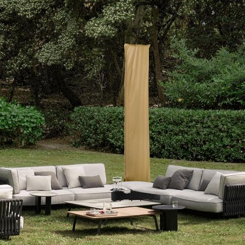 Deconk Patio Cantilever Umbrella Cover Outdoor Offset umbrellas Covers with Zipper and Rod UV Resistant Waterproof for Pool Deck Garden, Khaki - Image 6