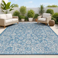 JONATHAN Y Weave Floral Indoor Outdoor Area Rug 4X6 Navy/Gray, Tela Bohemian Textured for Backyard, Patio, Porch, Easy-Cleaning, High Traffic, Pet-Friendly, Non-Shedding (SMB100B-4) by JONATHANY