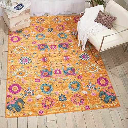 Nourison Home Passion Sunburst 6'7" x 9'6" Area Rug - Easy Clean, Non Shedding, Bed Room, Living Room, Dining Room, Kitchen (7' x 10') by NourisonHome
