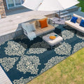 wikiwiki Outdoor Rug, 9x12ft Waterproof Reversible Mat Indoor Outdoor Rugs Carpet, Small Area Rug Plastic Straw Rug for Patio Deck Balcony Pool RV Camping Beach Picnic, Blue & Beige, Rugscape Series by WikiwikiPatioUmbrellas