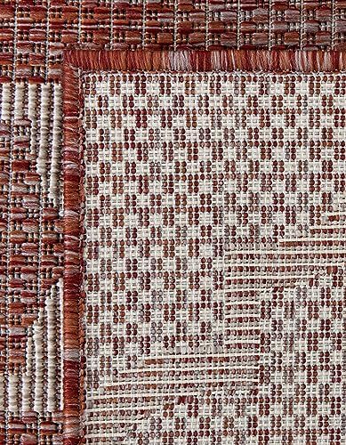Unique Loom Outdoor Trellis Collection Area Rug - Trellis (Square 10' 8" x 10' 8", Rust Red/ Ivory) - Image 4