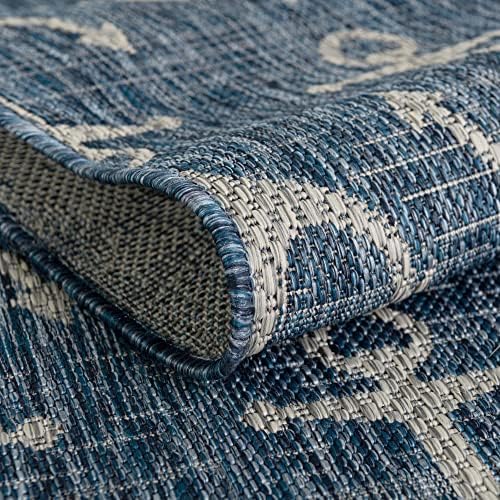 Unique Loom Outdoor Coastal Collection Area Rug - Ahoy (6' 1" x 9' Rectangle, Blue/ Ivory) - Image 6