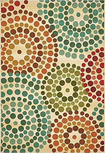 Unique Loom Outdoor Modern Collection Area Rug - Spark (5' 3" x 8' Rectangle, Beige/ Burgundy) - Image 3
