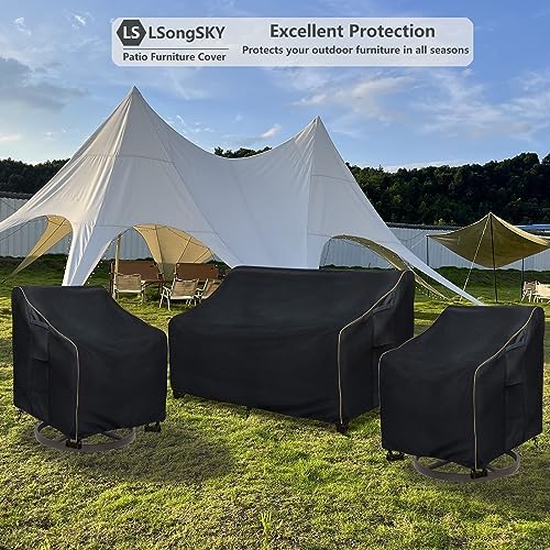 Outdoor Swivel Lounge Chair Cover 2 Pack,Waterproof Heavy Duty Patio Chair Covers,Patio Rocking Chair Covers for Outdoor Furniture,(30 W x 34 D x 38.5 H inches),Black - Image 5